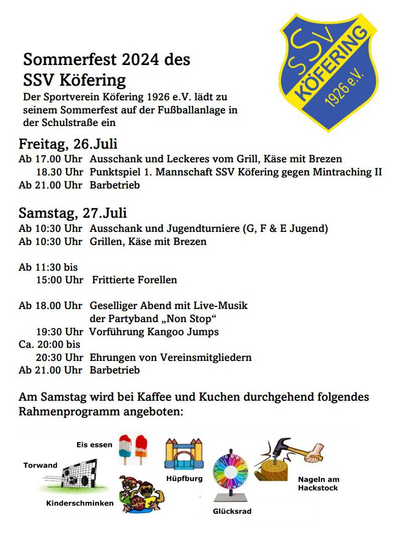 Sommerfest 2024 des SSV Köfering