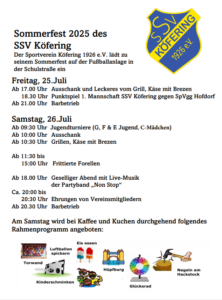 Sommerfest 2025 des SSV Köfering