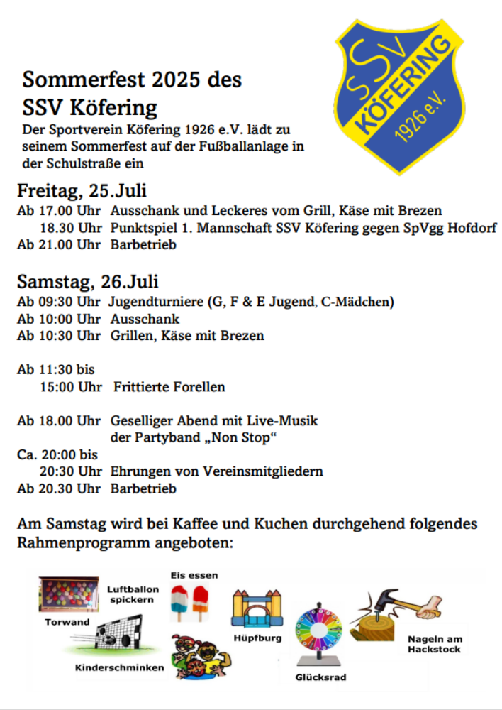 Sommerfest 2025 des SSV Köfering