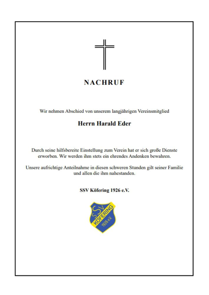 Nachruf Harald Eder