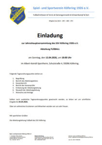 Mehr über den Artikel erfahren Jahreshauptversammlung 2026 – Abteilung Fußball
