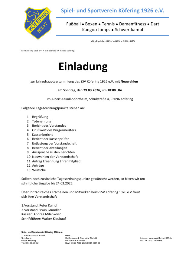 Du betrachtest gerade Jahreshauptversammlung 2026 – Hauptabteilung